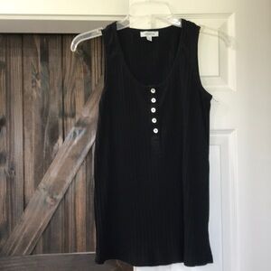 Black tank with mother of pearl buttons